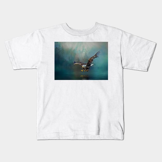 Eagle swooping for fish Kids T-Shirt by Tarrby